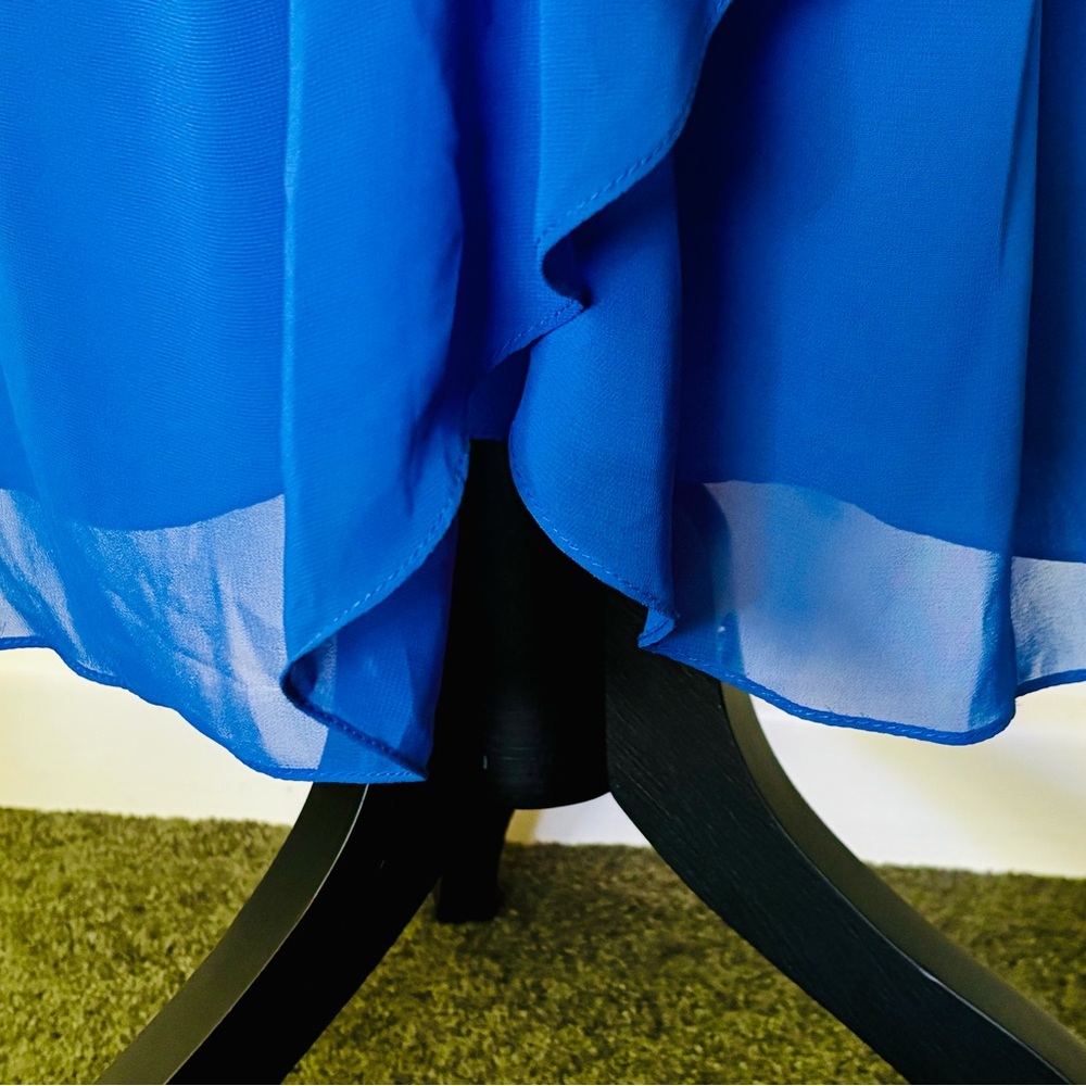 Bill Levkoff Sample Size US 12 One Shoulder Blue Wrap Detail Formal Mini Dress - Picture 5 of 15